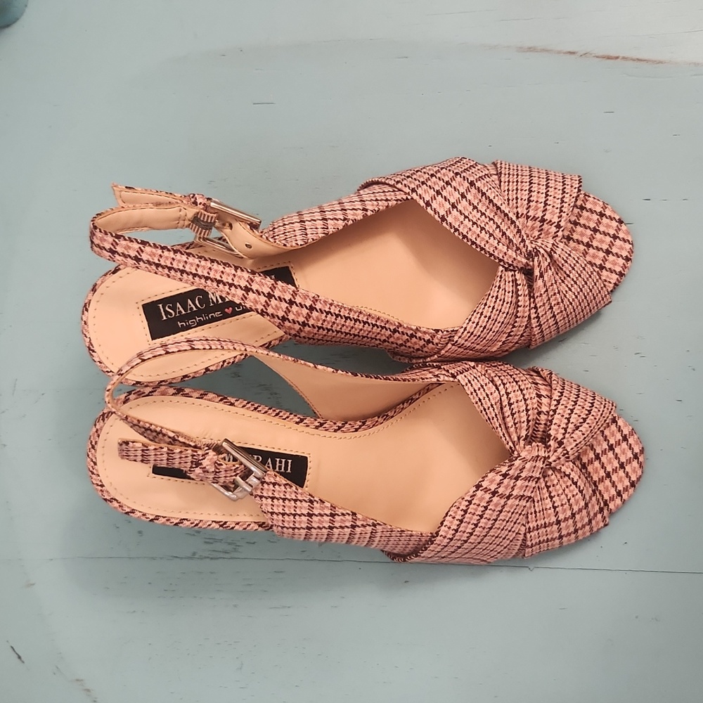 NWOT Pink Plaid Slingbacks sz 6 Isaac Mizrahi - Picture 6 of 7